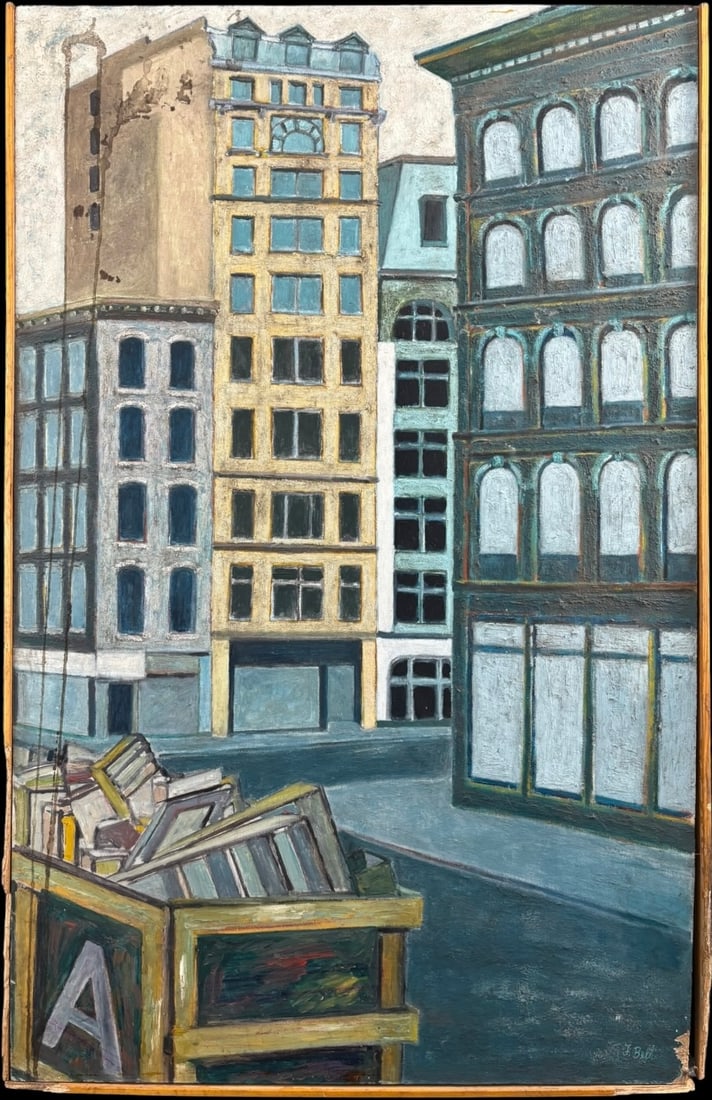 Fred Belli NYC Urban Street Scene Oil Painting on Board (1 of 6)
