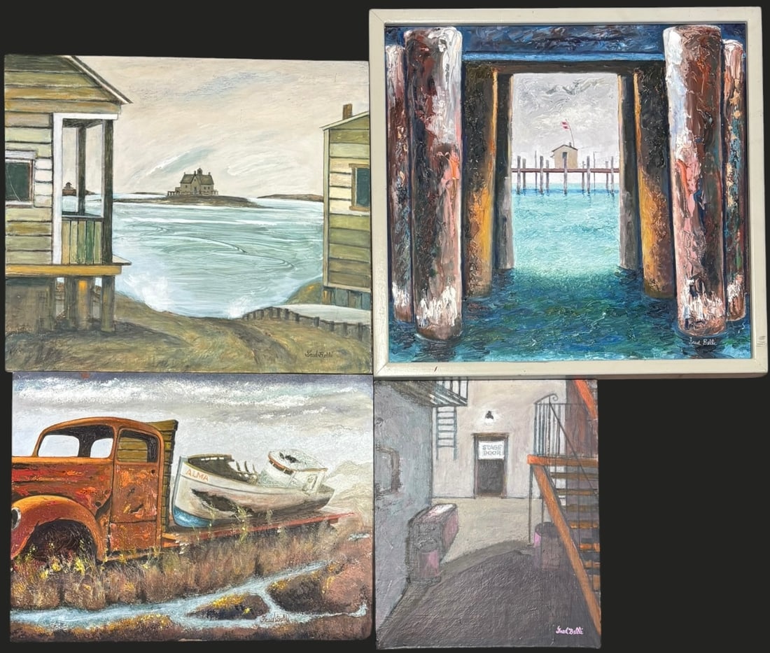 Lot of 4 Signed Fred Belli Coastal and Maritime Oil Paintings (1 of 6)