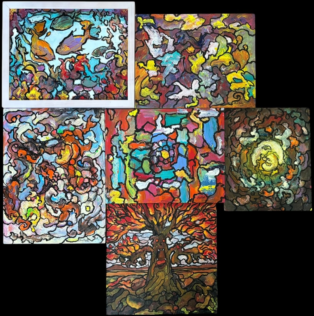 Lot of 6 Fred Belli Original Abstract Expressionist Paintings (1 of 8)