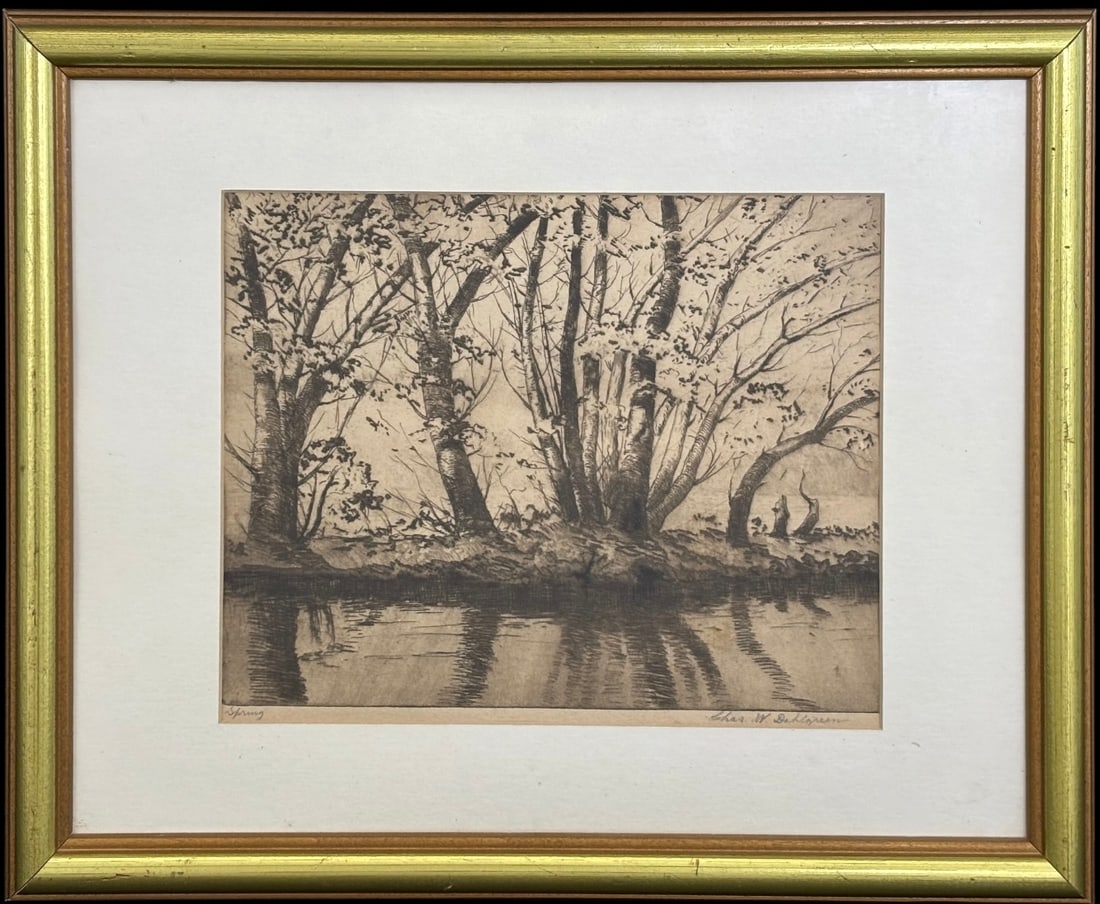 Charles William Dahlgreen Signed Original Etching “Spring?? Landscape (1 of 5)
