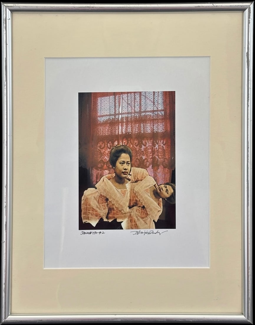 Imelda Cajipe-Endaya “Dalagita 1-10?? Signed Digital Print: A signed digital print by Filipino artist Imelda Cajipe-Endaya titled “Dalagita 1-10,” presented in a silver-tone frame with matting. The image depicts a layered figurative composition of 