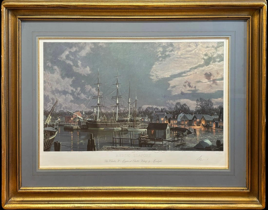 Signed John Stobart “The Charles W. Morgan at Chubb’s Wharf by Moonlight?? Print (1 of 6)