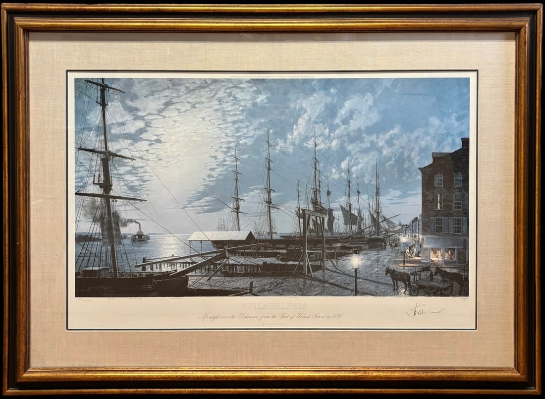 John Stobart Philadelphia: Moonlight Over the Delaware 1835 Print (1 of 6)