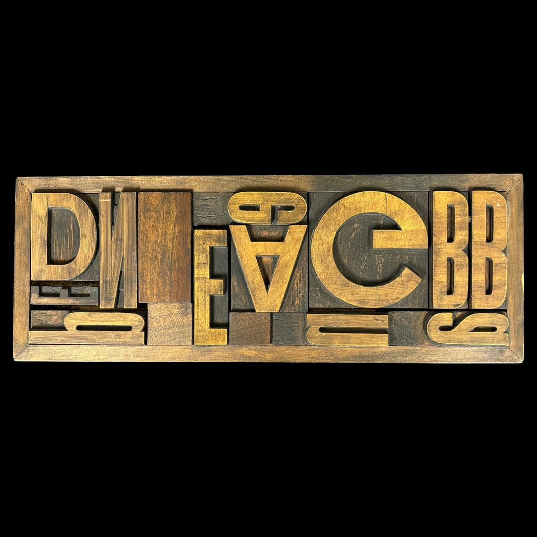 Vintage Wooden Letterpress Printer’s Block Collage Panel Mixed Typography (1 of 4)