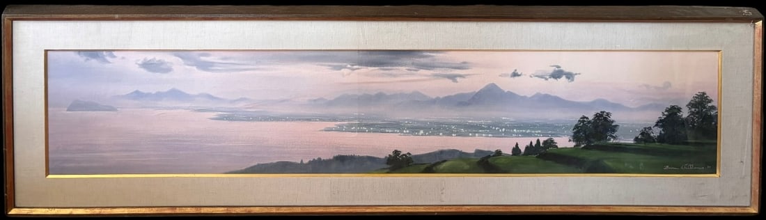 Brian Williams Signed Panoramic Japanese Mountain Lake Landscape 1984 (1 of 4)