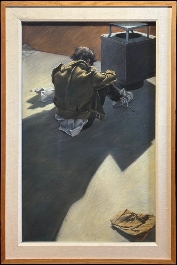 Tim Gaydos Contemporary Pastel Portrait of Seated Urban Figure (1 of 4)
