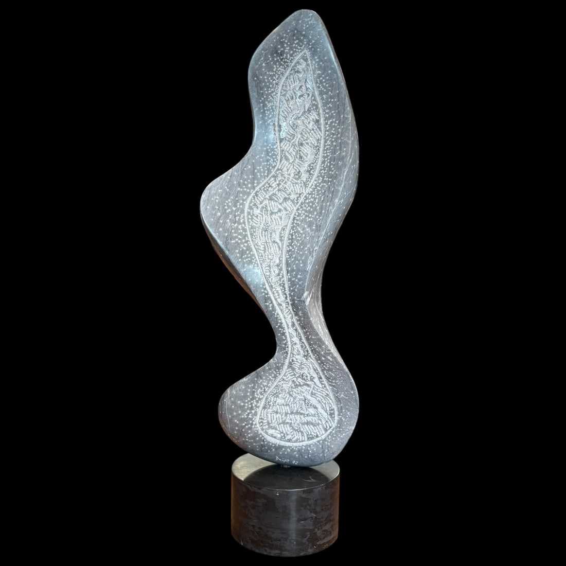 Allen Dwight 1992 Abstract Carved Stone Sculpture on Marble Base (1 of 5)