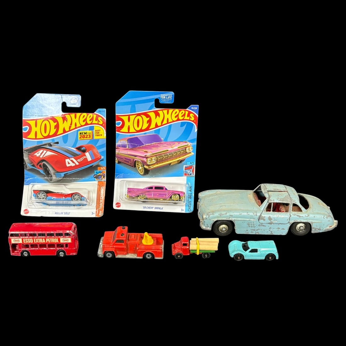 Lot of 7 Die-Cast Toy Cars: Hot Wheels, Matchbox Lesney, Tootsietoy: Thi