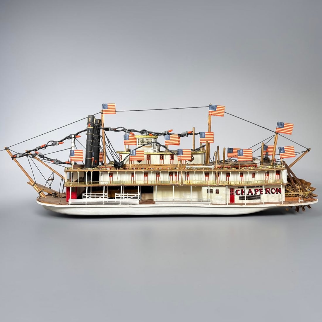 Art Handmade Model Sternwheel Steamboat “Chaperon?? with Flags (1 of 8)