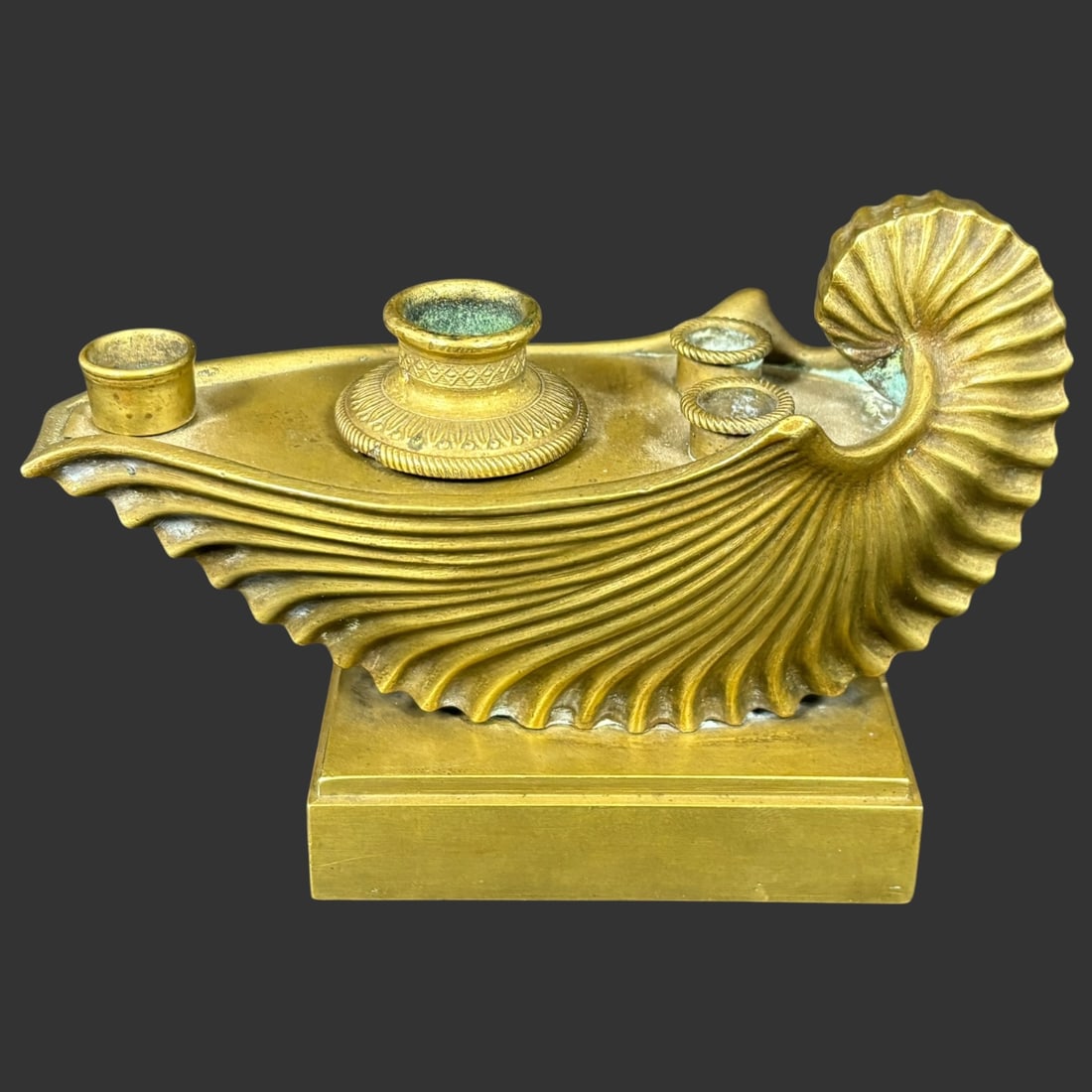 Antique Gilt Bronze Nautilus Shell Inkwell Glass Insert (1 of 11)