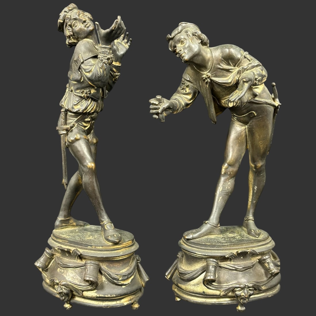 Pair of Continental Bronze Sculptures: A