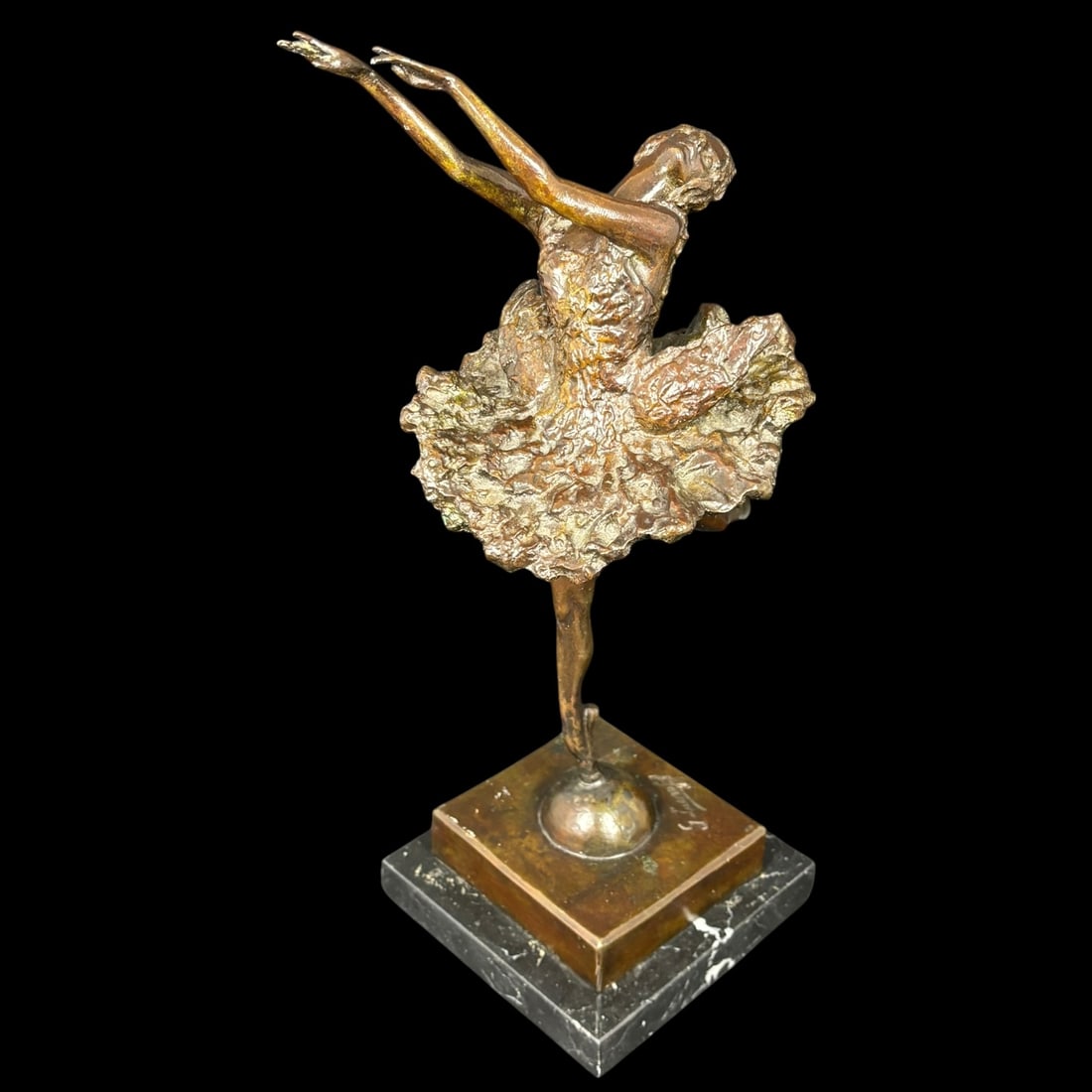 Signed Bronze Ballerina Dancer Sculpture on Marble Base (1 of 10)