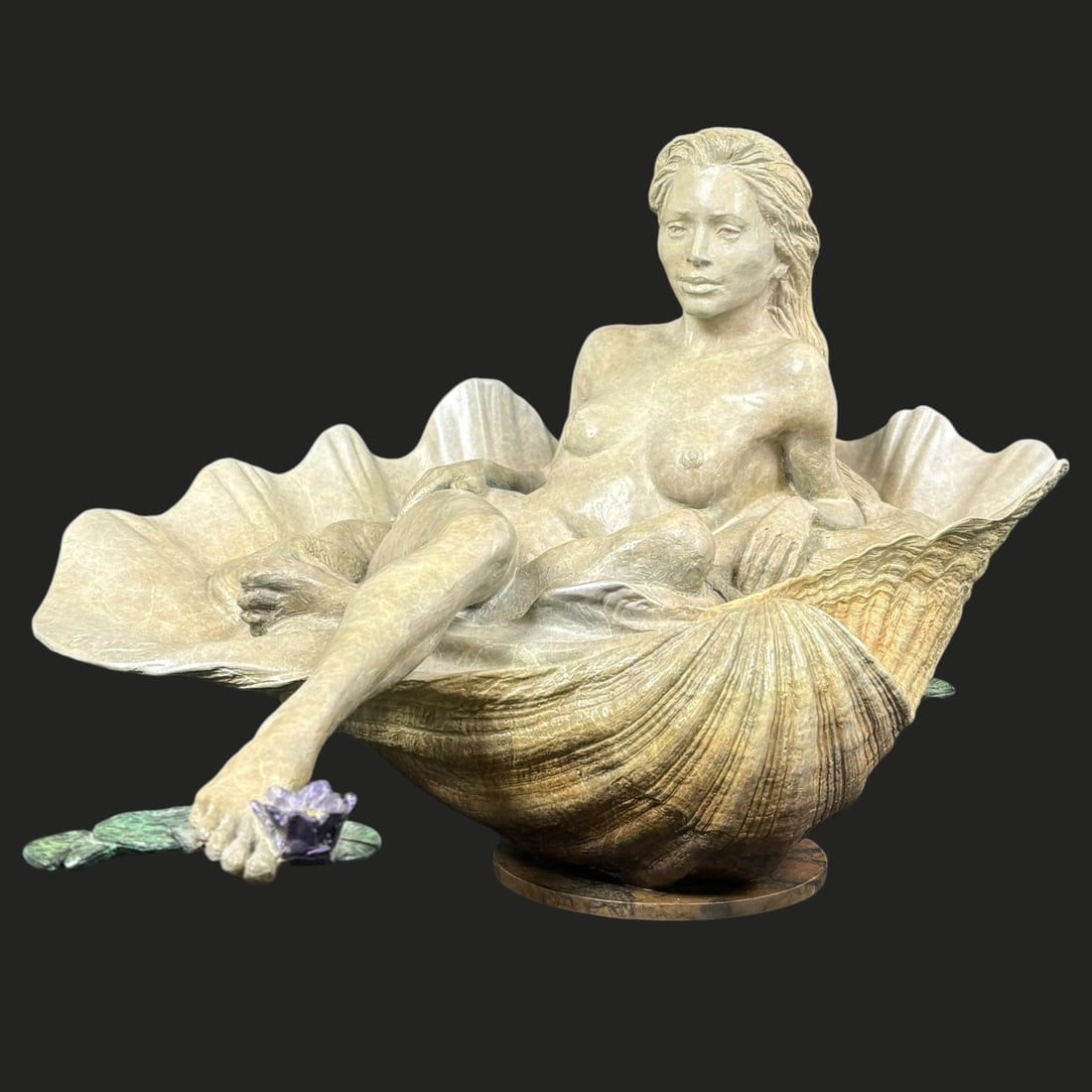 Martin Eichinger "Lotus Blossom" Signed Dated Bronze Sculpture: A graceful signed and dated bronze sculpture by American artist Martin Eichinger, titled “Lotus Blossom.” This elegant work reflects Eichinger’s refined sense of movement, form, and