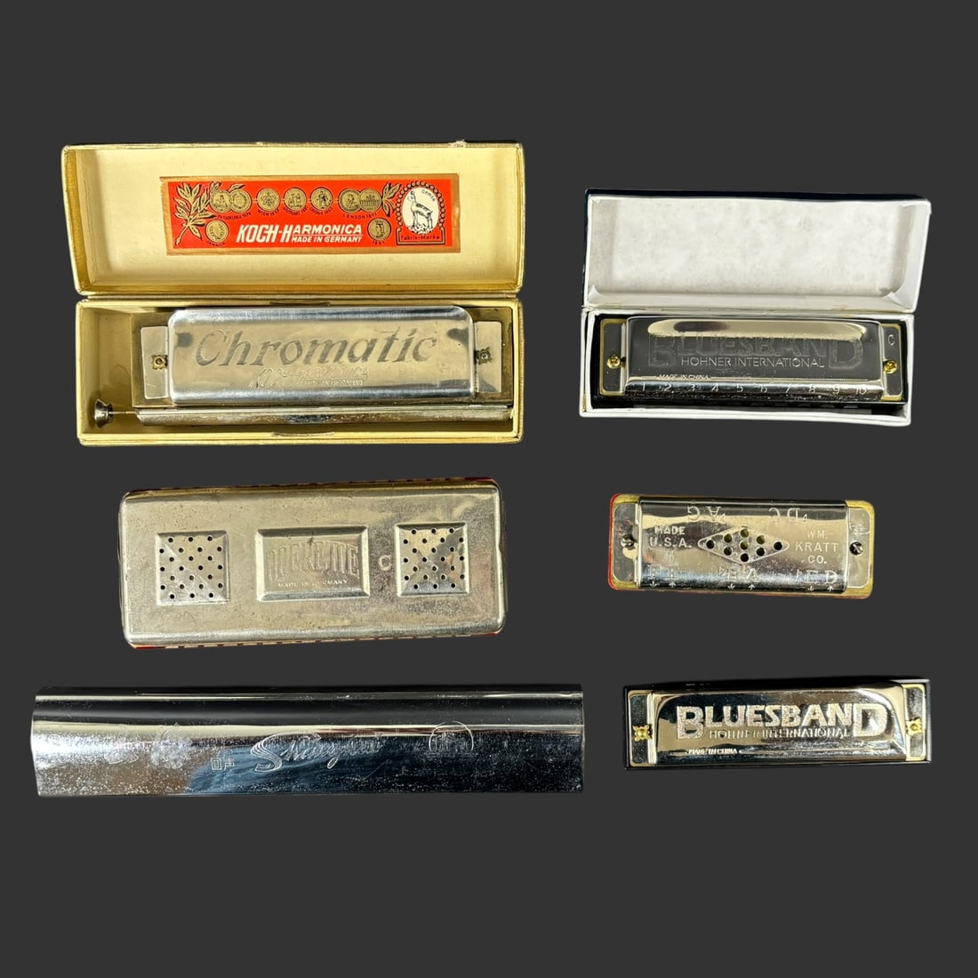 Vintage Harmonica Lot Hohner Bluesband, Koch Chromatic, Operette: Offe