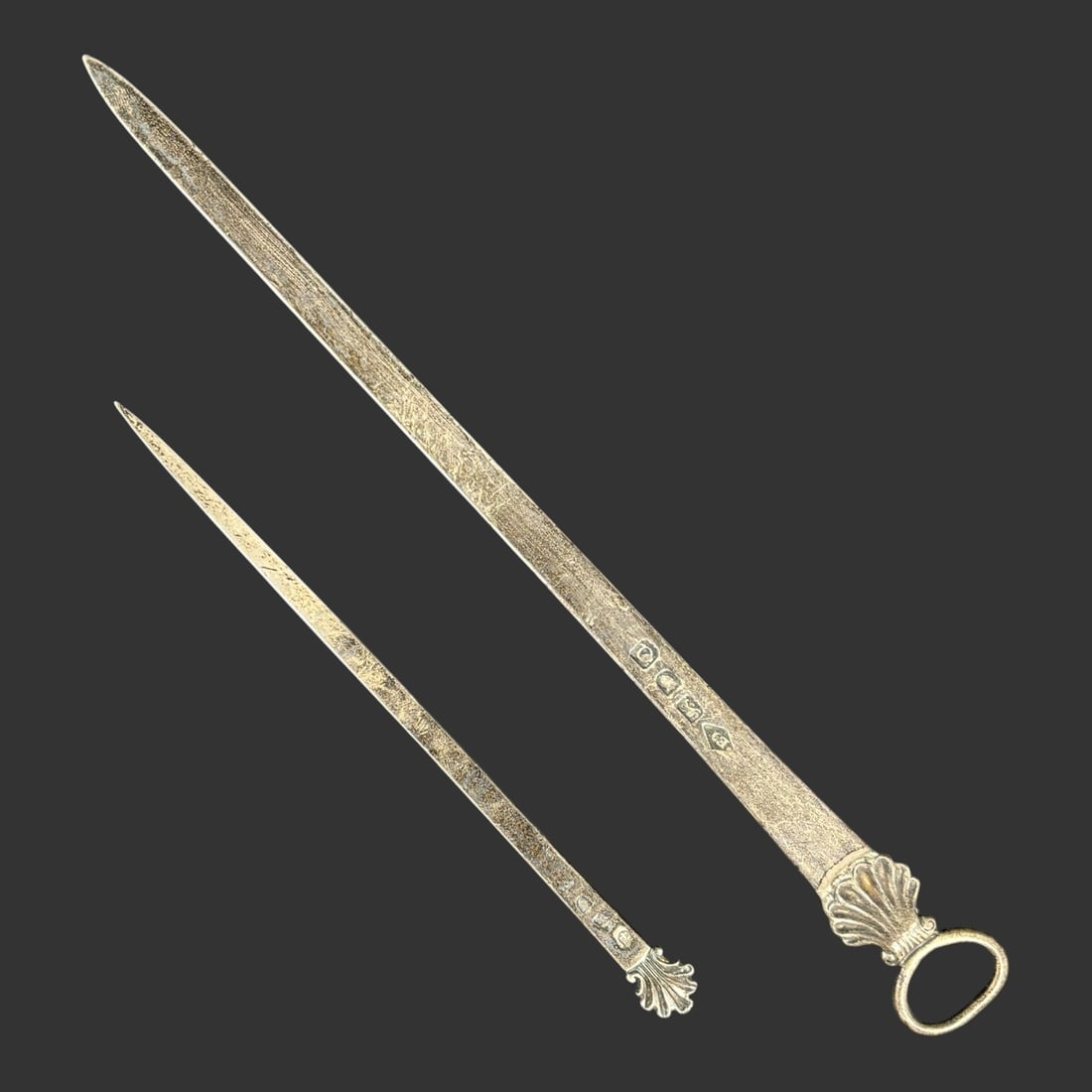 Antique English Silver Letter Openers Bodkins with Hallmarks and Shell Finials (1 of 7)