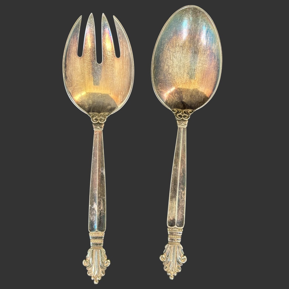 Georg Jensen Acanthus Sterling Silver Salad Serving Set (1 of 4)