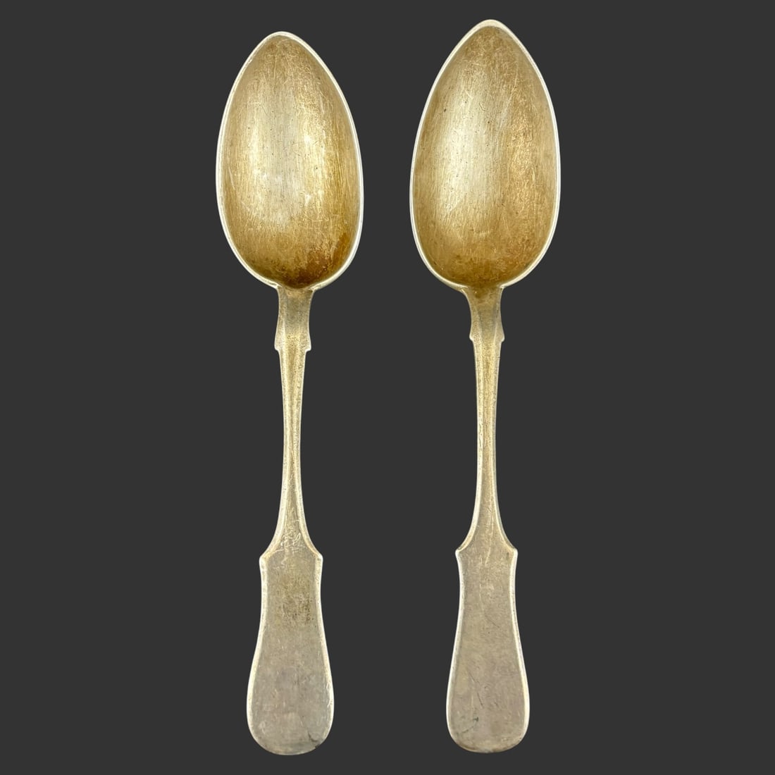 Pair of Russian 84 Sterling Silver Soup Serving Spoons (1 of 4)