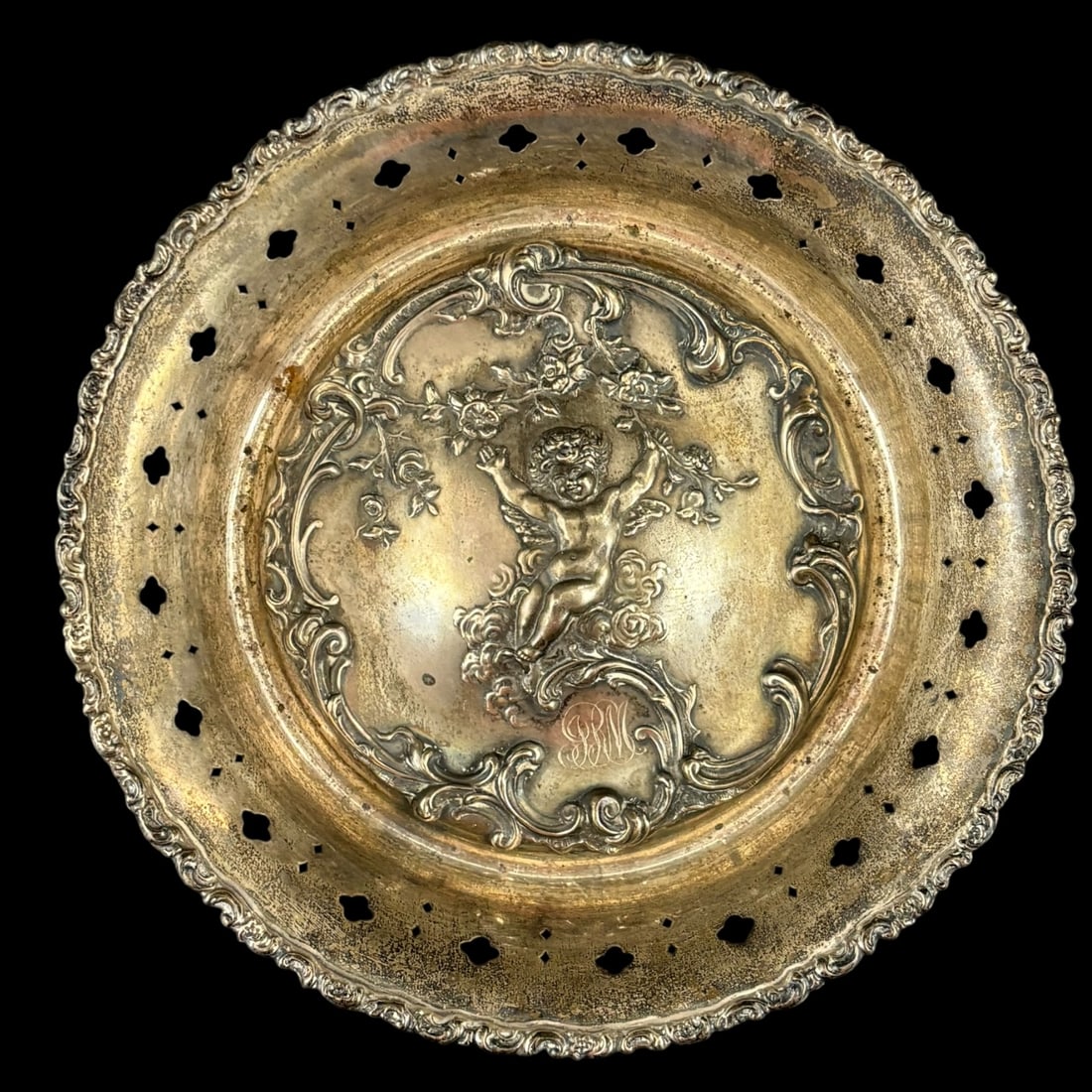 Sterling Silver Reticulated Cherub & Floral Centerpiece Bowl (1 of 9)