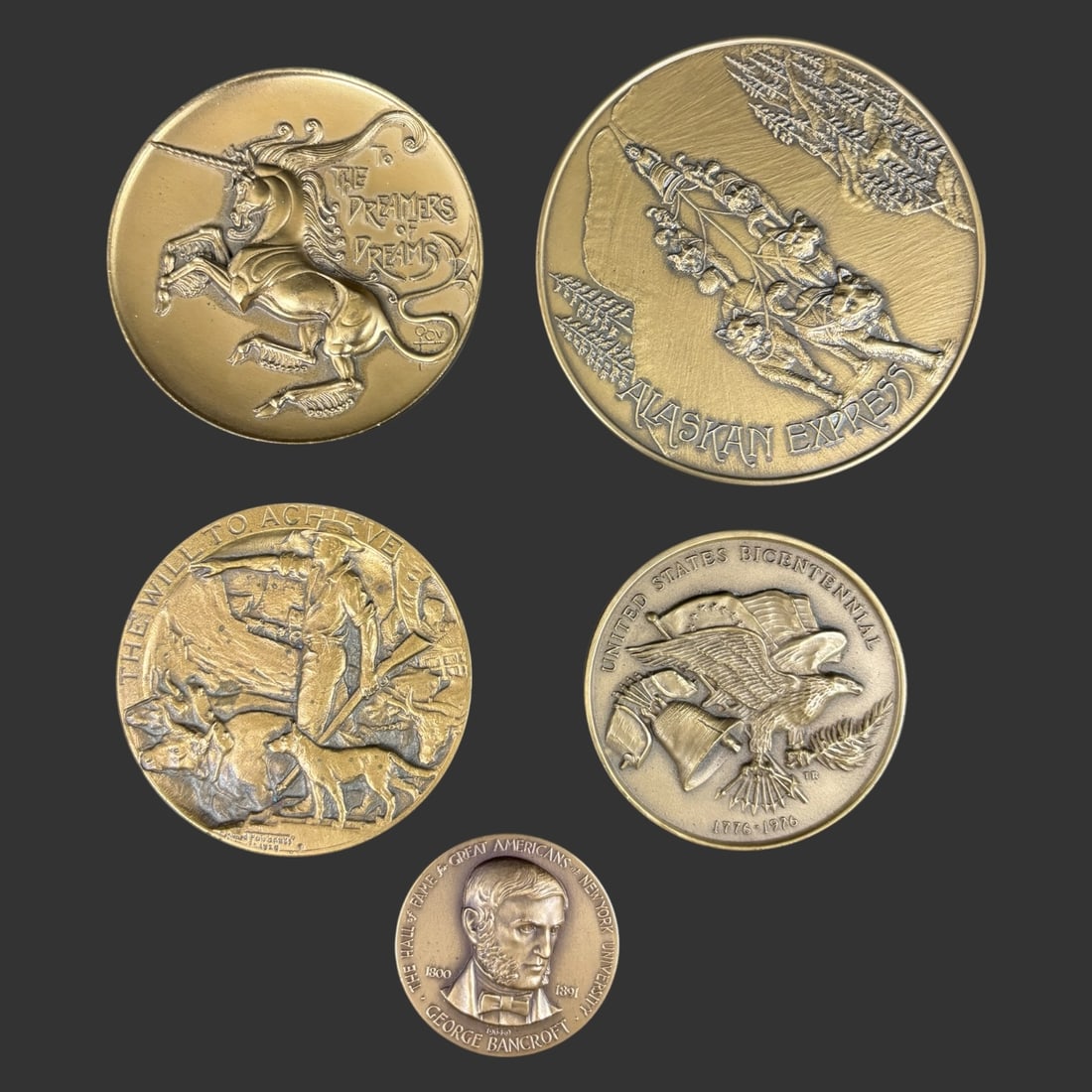 (5) Bronze Art Medals by Medallic Art Co: A s
