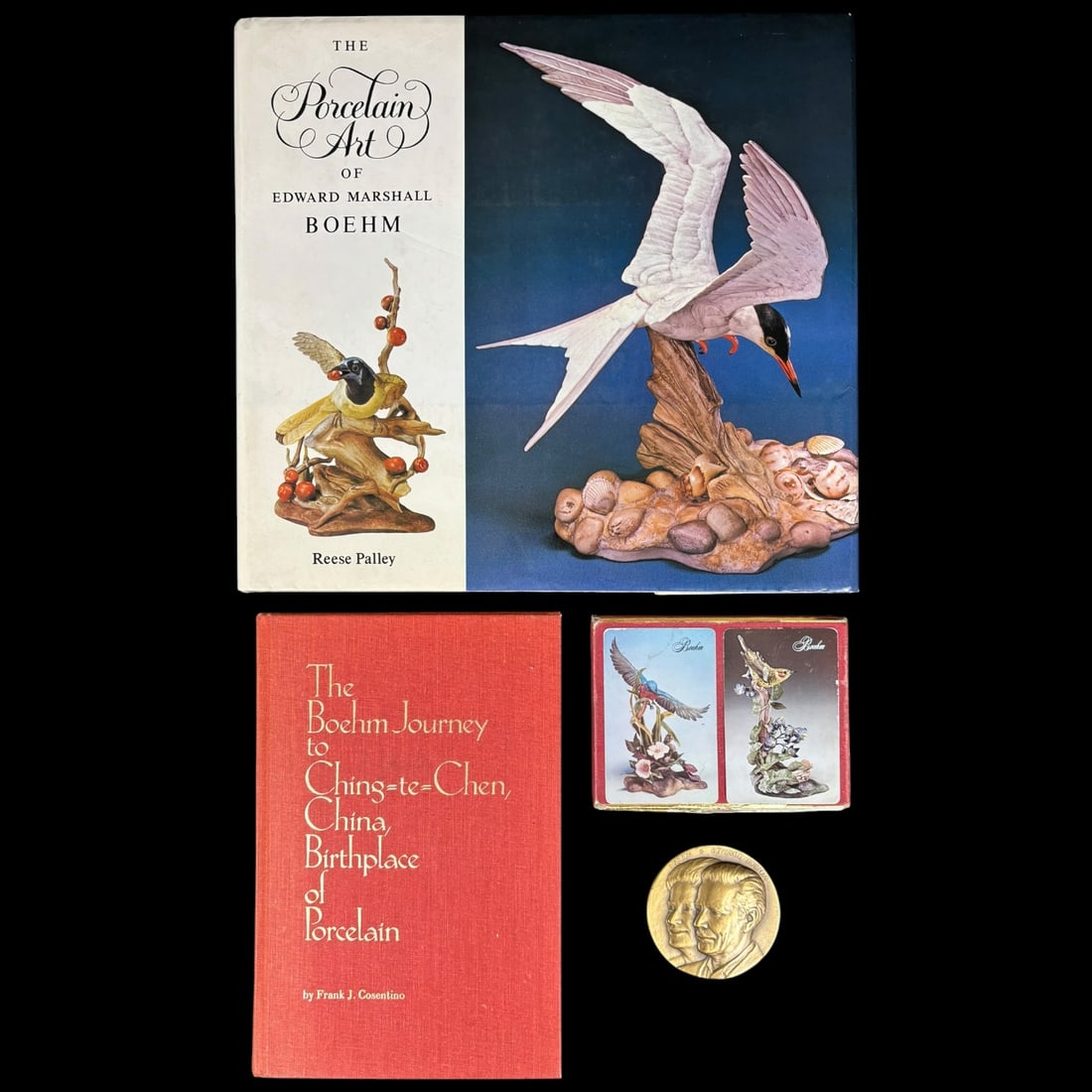 Edward Marshall Boehm Porcelain Art Books & Medal: A cu