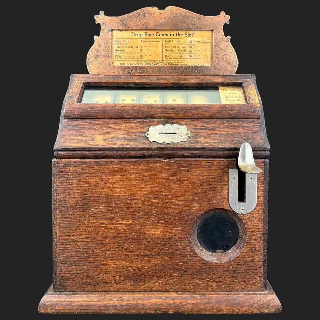 Mills Novelty Co. 5-Cent Countertop Card Slot Machine / Trade Stimulator (1 of 10)