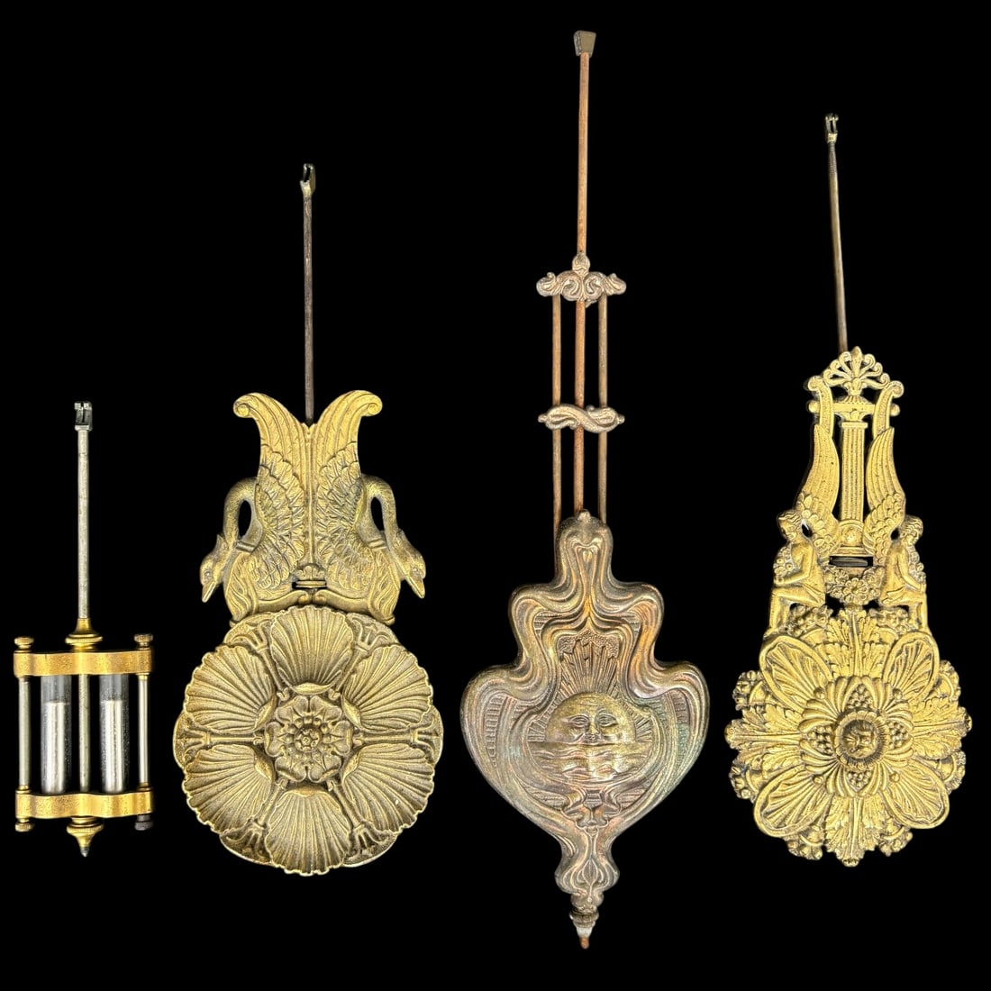 Lot of 4 Antique French Gilt Brass Clock Pendulums (1 of 6)