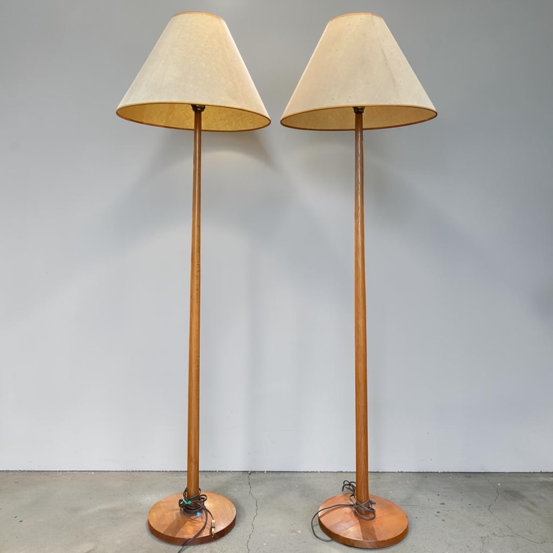 Pair of Swedish Mid-Century Modern Teak Floor Lamps with Shades (1 of 7)