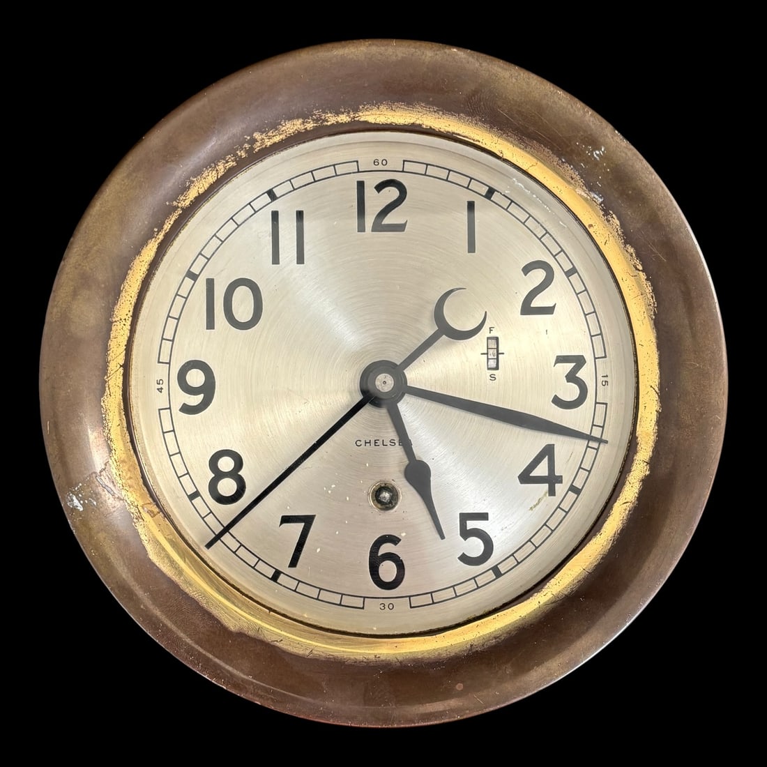 Chelsea Brass Ship’s Bell-Style Marine Clock with Key Serial No. 827044 (1 of 10)