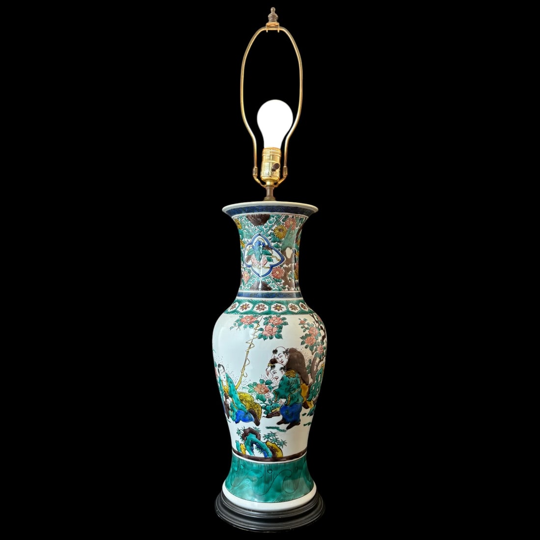 Chinese Export Style Famille Verte Porcelain Vase Table Lamp (1 of 7)
