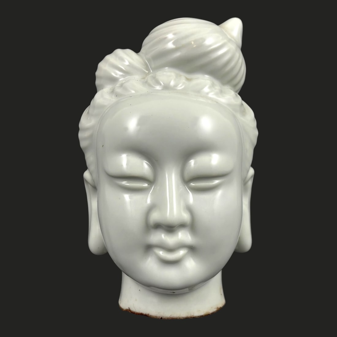 Chinese Blanc de Chine Style Porcelain Guanyin Head Bust Sculpture (1 of 7)