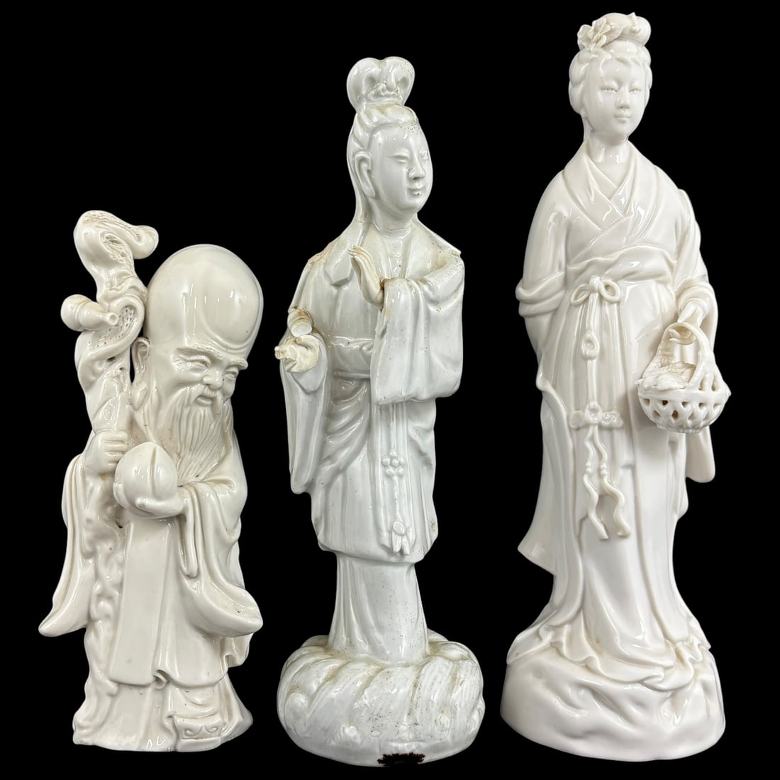 Lot of 3 Chinese Blanc de Chine Porcelain Figures (1 of 11)