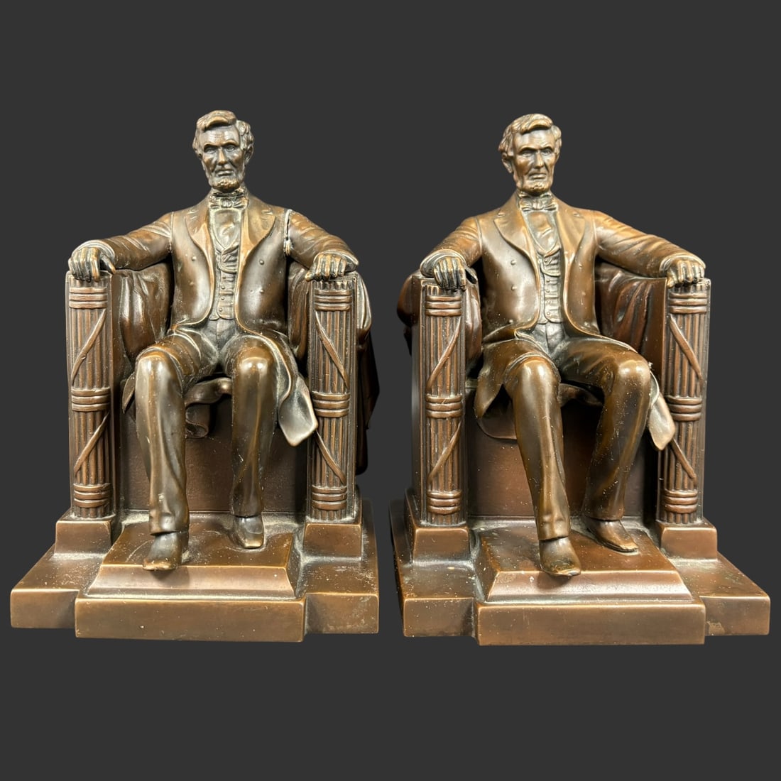 Abraham Lincoln Figural Bookends by D.C. French JB 2440 (1 of 8)