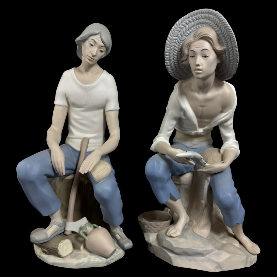Pair of Vintage Lladro Style Rex Valencia Porcelain Figurines: Th