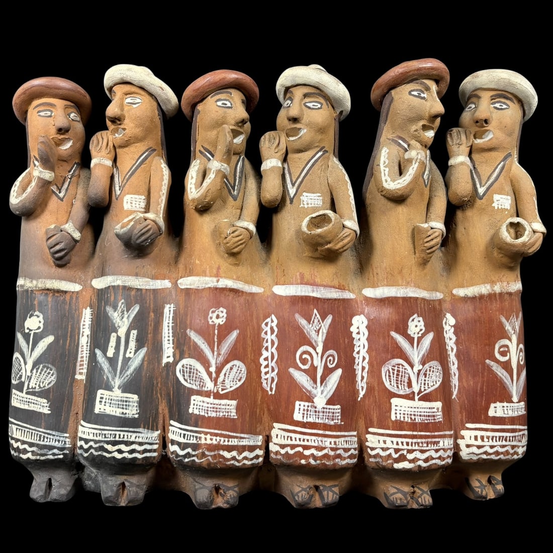 Latin American Folk Art Terracotta Pottery Figural Group Wall Plaque (1 of 9)