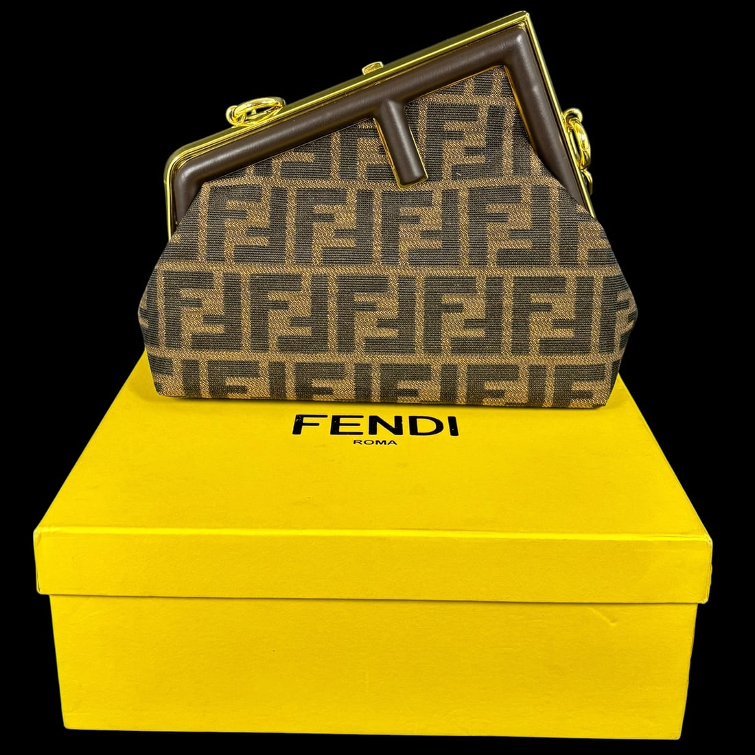 Fendi Roma Zucca Monogram Canvas Kiss-Lock Shoulder Bag with Box (1 of 11)