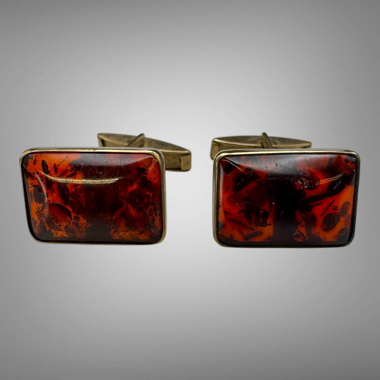 Vintage 333 Gold & Baltic Amber Cufflinks (1 of 4)