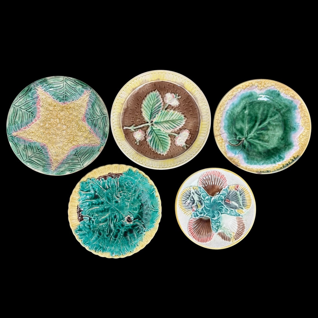 5 Antique English Majolica Porcelain Plates (1 of 12)