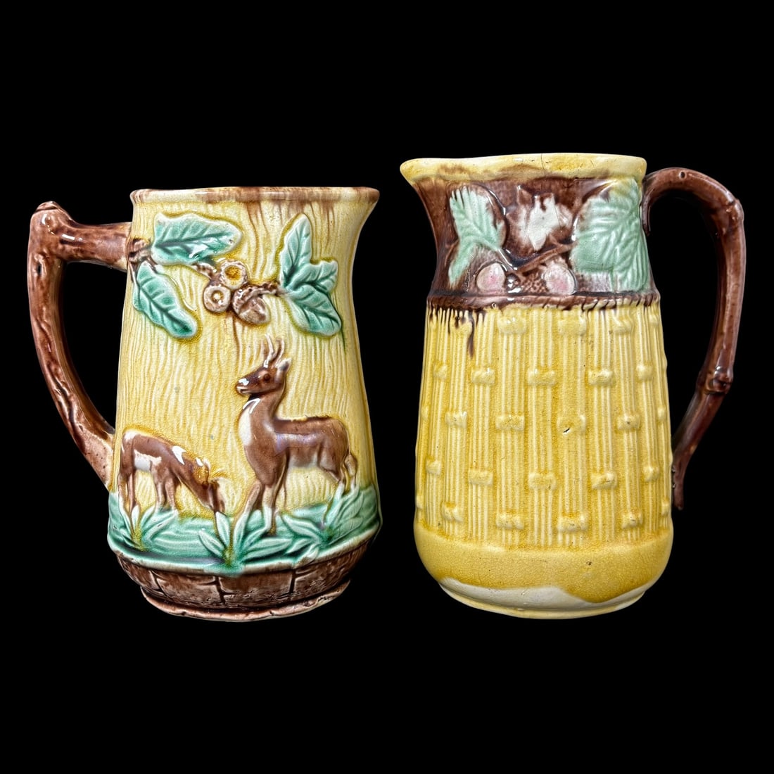 Lot of 2 Majolica Ceramic Pitchers (1 of 10)