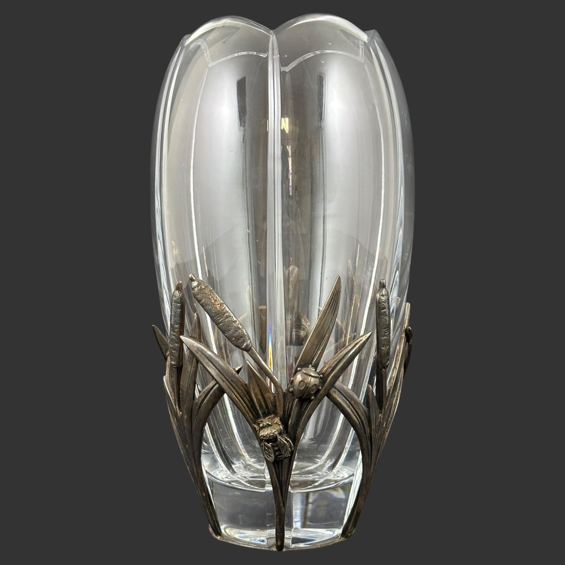 Miller Rogaska Slovenia Crystal Vase Decorative Metal Overlay Base (1 of 12)