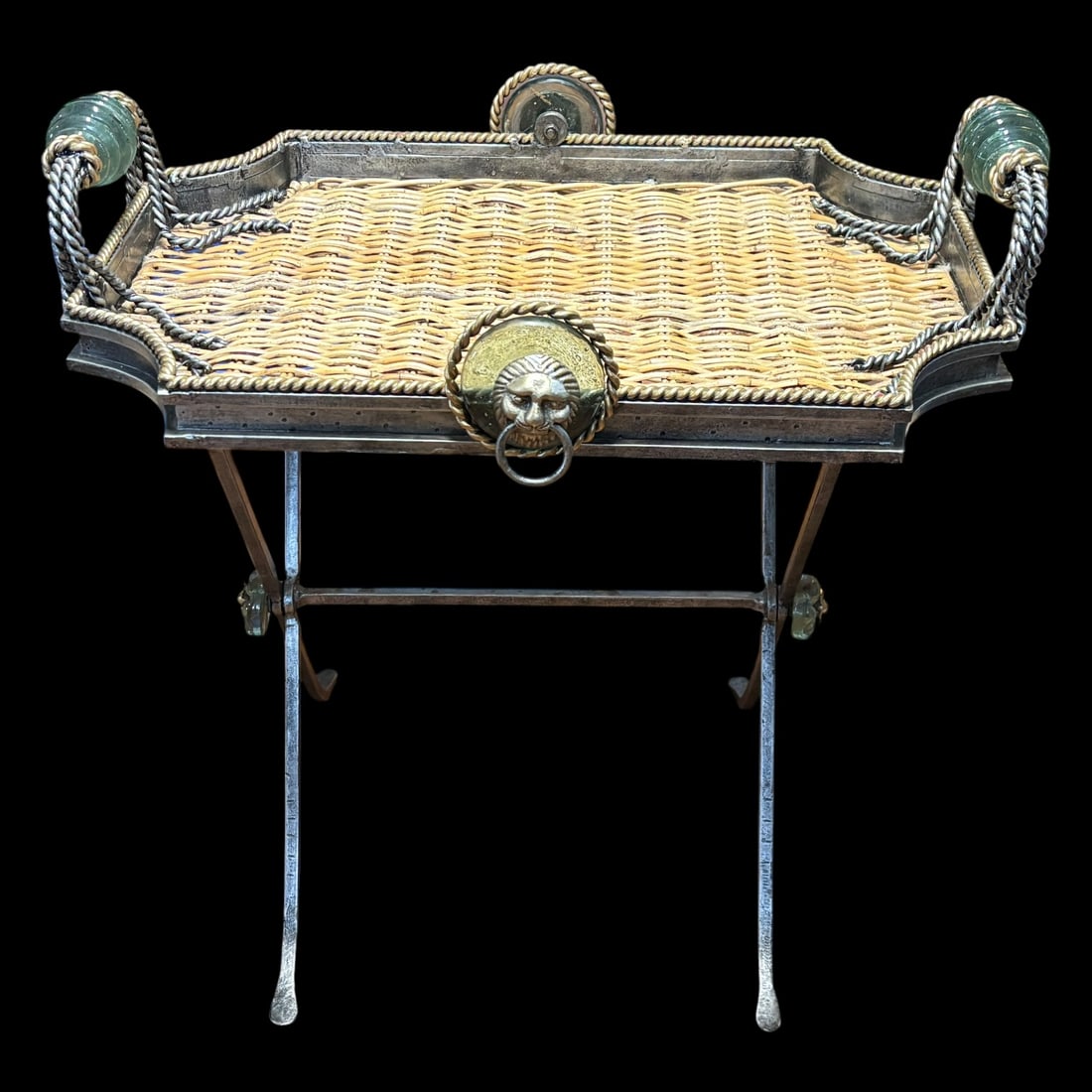 Maitland-Smith Wicker & Metal Butler’s Tray Table