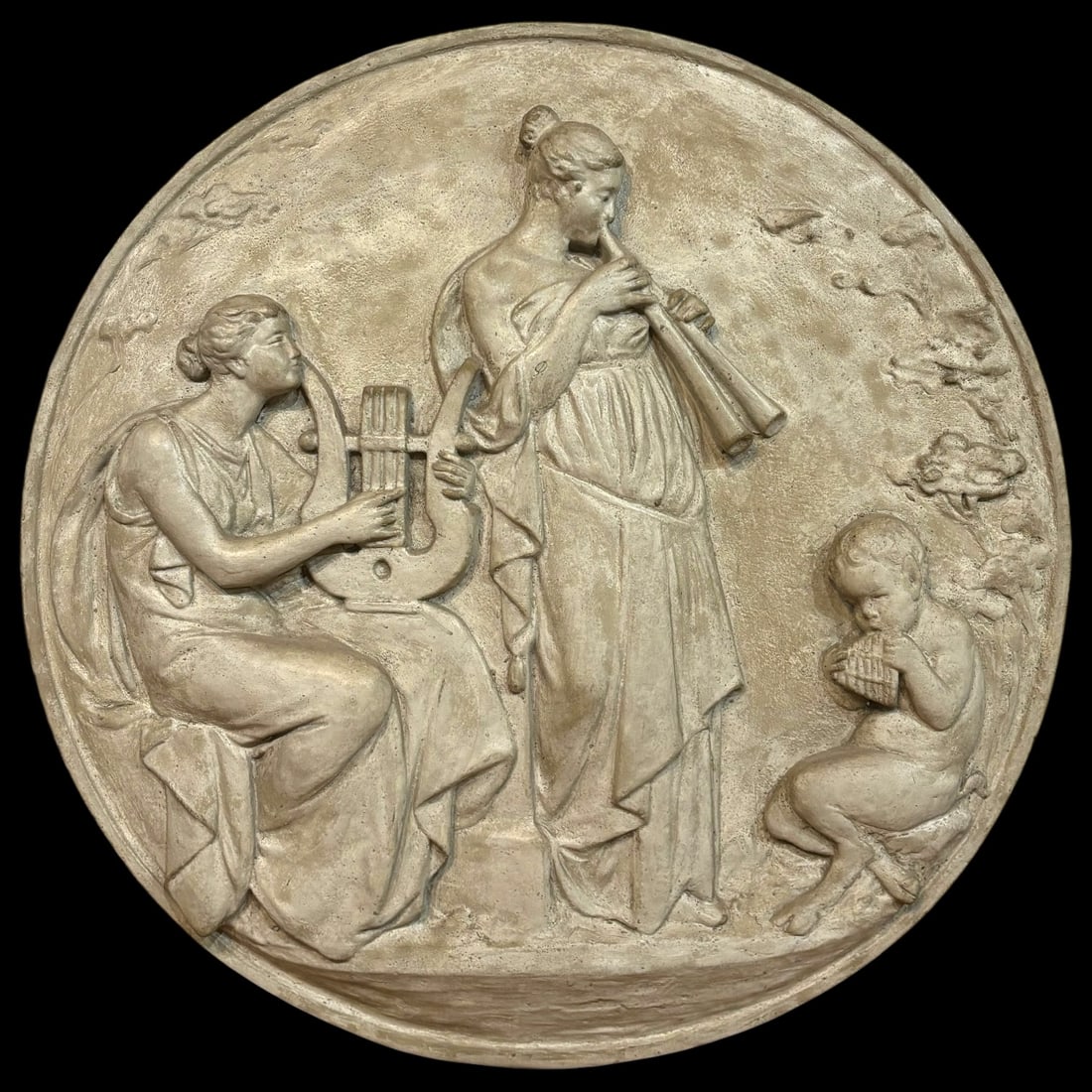 Large Round Classical Musical Figural Relief Wall Plaque Musicians (1 of 5)