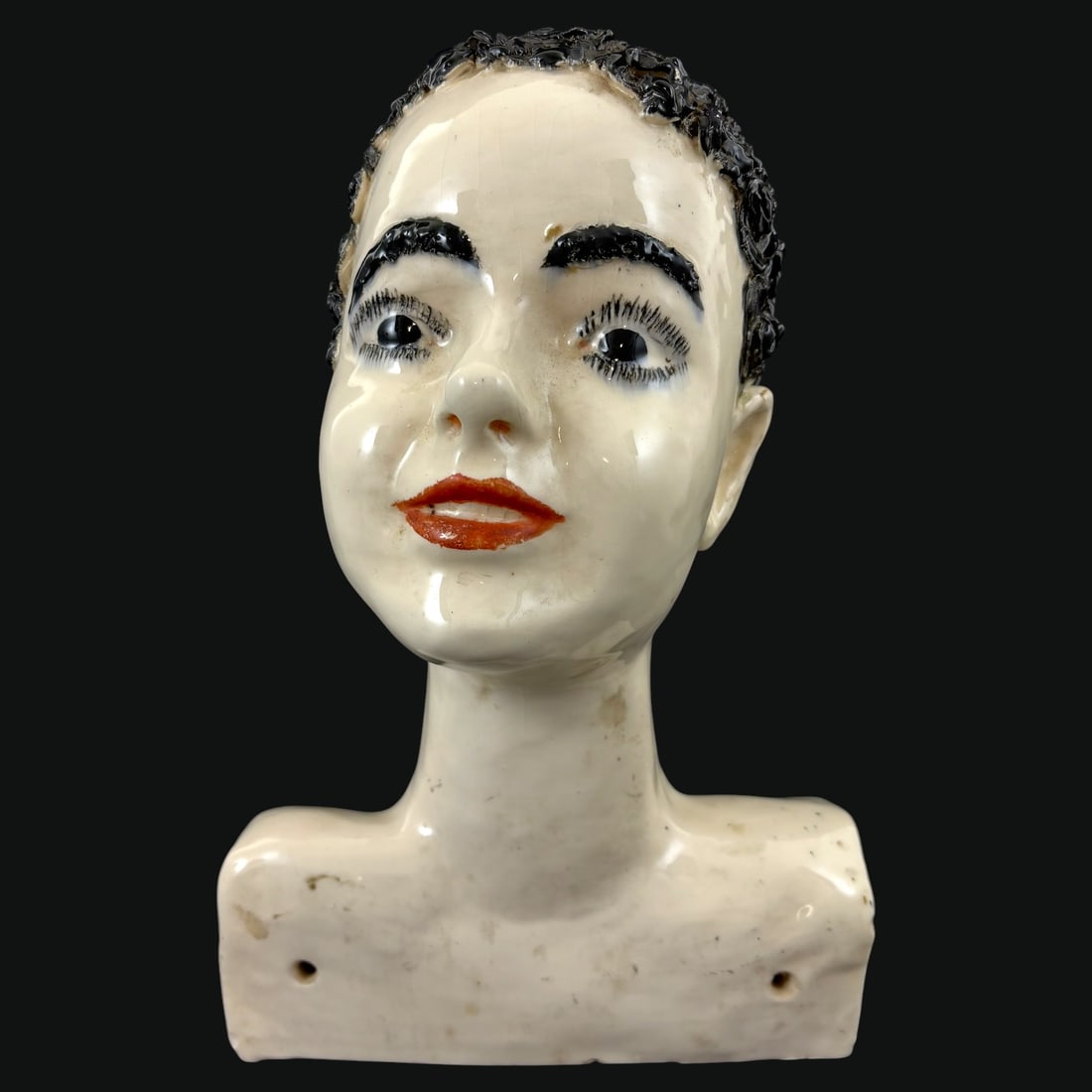 Glazed Ceramic Female Large Mannequin Doll Head Bust (1 of 9)