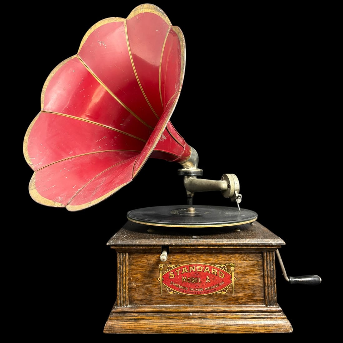 Standard Model A Disc Talking Machine with Red Morning Glory Horn (1 of 9)