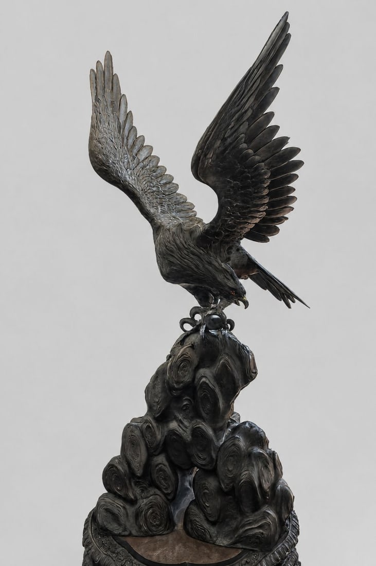Massive Japanese Meiji Period Bronze Eagle Sculpture (1 of 1)