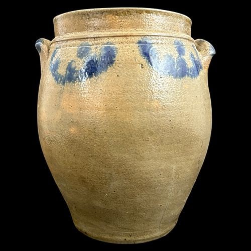 Antique Stoneware Crock Cobalt Blue Decoration Lug Handles (1 of 8)