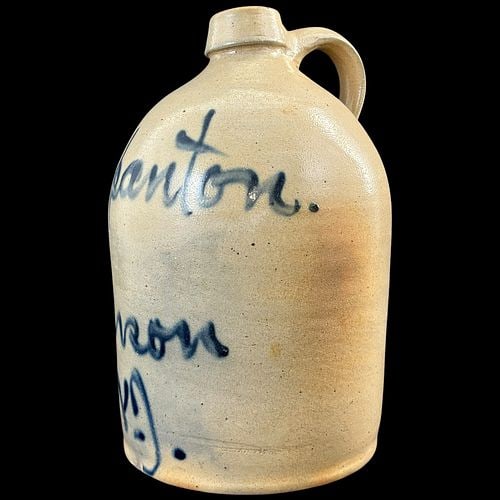 Antique B. Spanton Paterson, NJ Cobalt Decorated Stoneware Jug