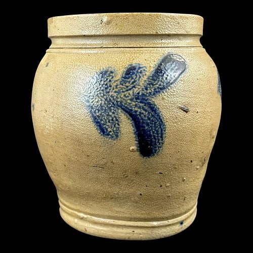American Salt-Glazed Stoneware Crock Cobalt Blue Floral Decoration (1 of 7)