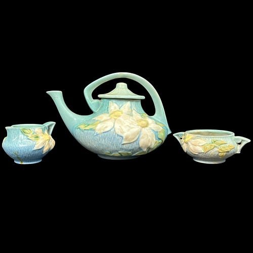 Roseville U.S.A. Magnolia Pottery 3-Piece Tea Set (1 of 13)
