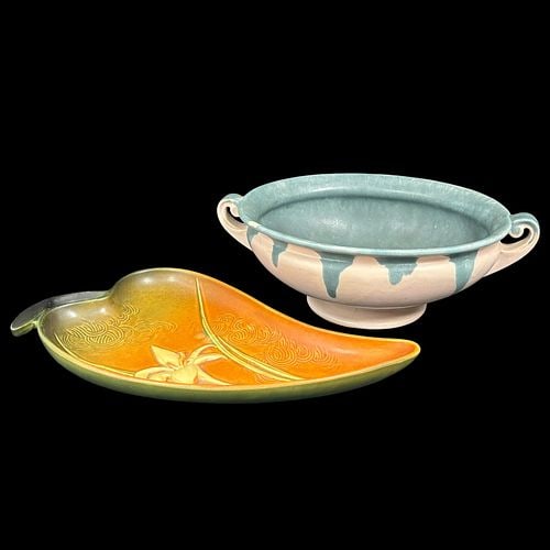 Lot of Two Vintage Art Pottery Roseville Bowls / Dishes (1 of 7)