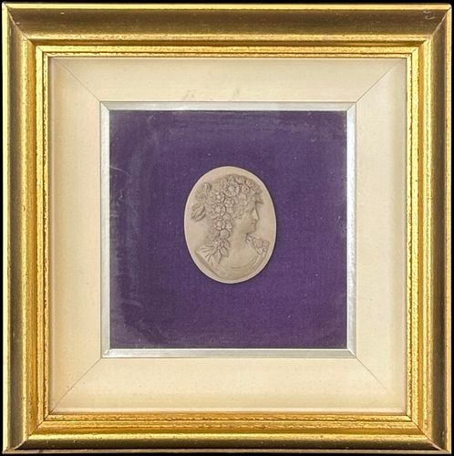 Antique Framed Classical Lava Cameo Portrait Relief (1 of 3)